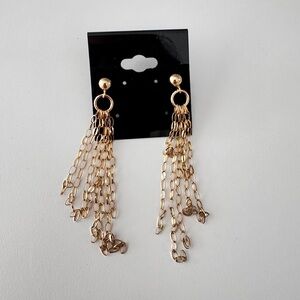 Italy Lirm 925‎  Sterling Gold Tassel Earrings.